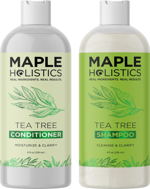 Tea Tree Shampoo And Conditioner Set - Shampoo And Conditioner For Color Treated Hair - Maple Holistics Tea Tree Oil For Dry Scalp - Hydrating Tea Tree Oil Shampoo And Conditioner For Women & Men 8oz